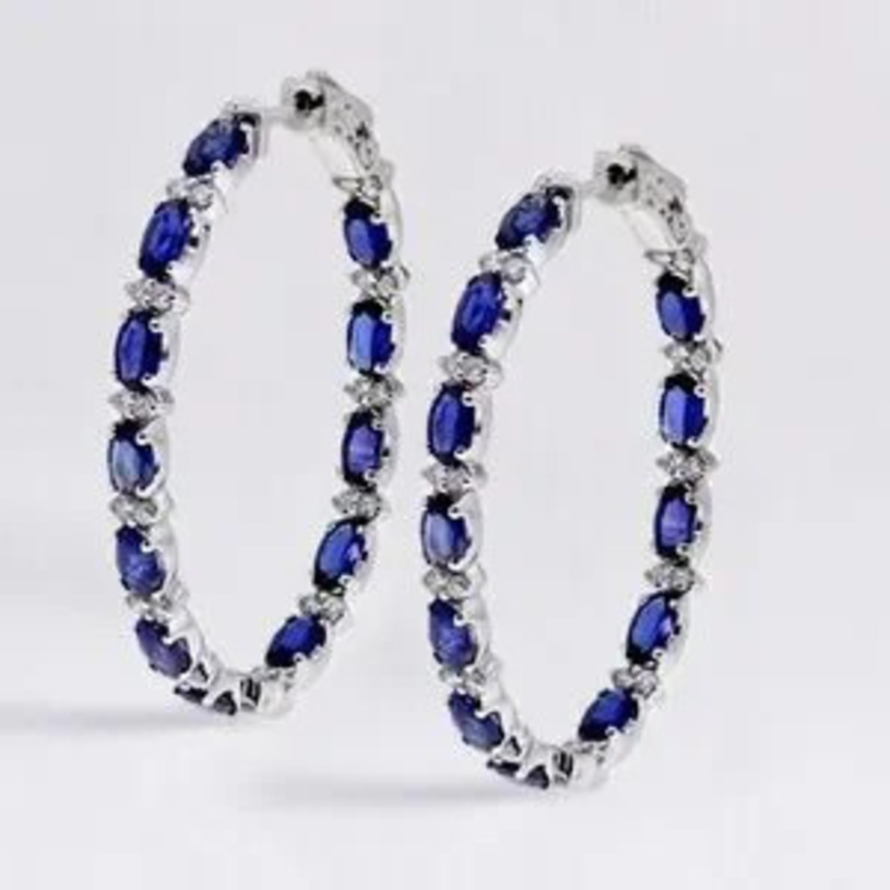 Big Hoop Sapphire Earrings